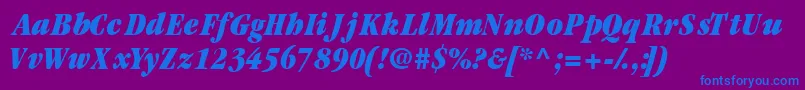 Garamondblackcondssk ffy-Schriftart – Blaue Schriften auf violettem Hintergrund