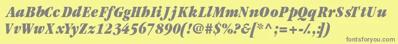 Garamondblackcondssk ffy-fontti – harmaat kirjasimet keltaisella taustalla