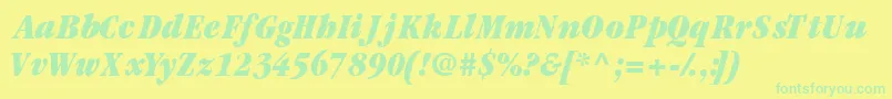 フォントGaramondblackcondssk ffy – 黄色い背景に緑の文字
