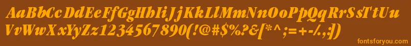 Weitere Informationen zur Garamondblackcondssk ffy-Schriftart Garamondblackcondssk ffy-Schriftart – Orangefarbene Schriften auf braunem Hintergrund
