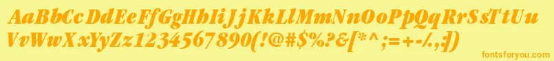 フォントGaramondblackcondssk ffy – オレンジの文字が黄色の背景にあります。