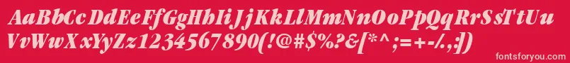 Garamondblackcondssk ffy-fontti – vaaleanpunaiset fontit punaisella taustalla