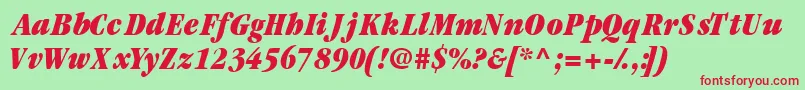 Garamondblackcondssk ffy-Schriftart – Rote Schriften auf grünem Hintergrund