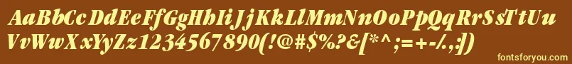 Garamondblackcondssk ffy-fontti – keltaiset fontit ruskealla taustalla