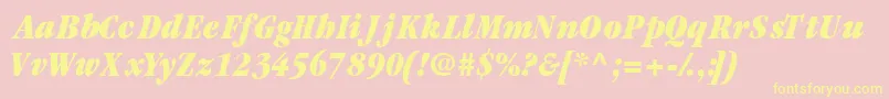 Garamondblackcondssk ffy-fontti – keltaiset fontit vaaleanpunaisella taustalla