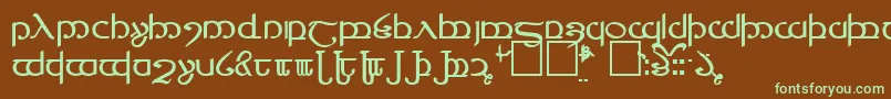 Tengwar4-Schriftart – Grüne Schriften auf braunem Hintergrund