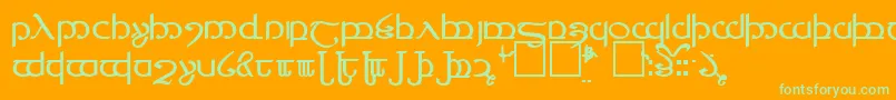 Tengwar4 Font – Green Fonts on Orange Background