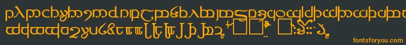 Tengwar4-fontti – oranssit fontit mustalla taustalla