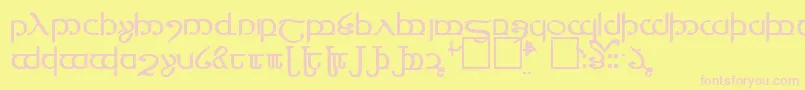 Tengwar4 Font – Pink Fonts on Yellow Background