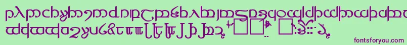 Fonte Tengwar4 – fontes roxas em um fundo verde