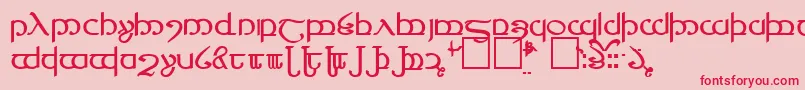 Tengwar4-Schriftart – Rote Schriften auf rosa Hintergrund