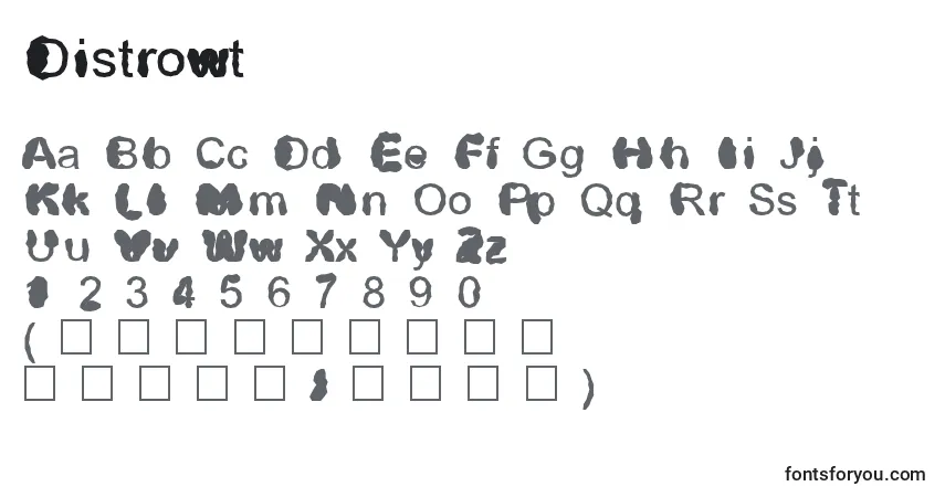 Шрифт Distrowt – алфавит, цифры, специальные символы