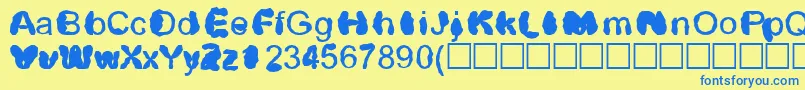 Czcionka Distrowt – niebieskie czcionki na żółtym tle