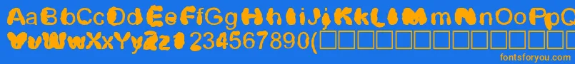 フォントDistrowt – オレンジ色の文字が青い背景にあります。