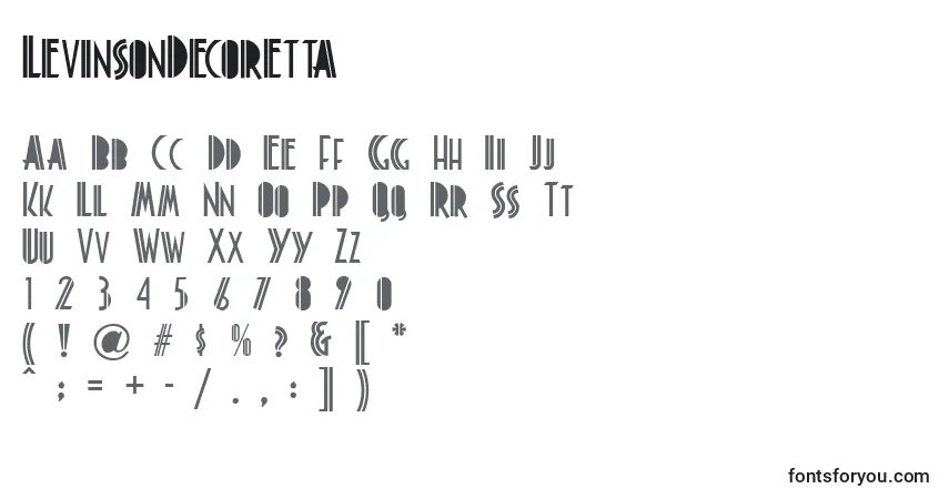 Czcionka LevinsonDecoretta – alfabet, cyfry, specjalne znaki