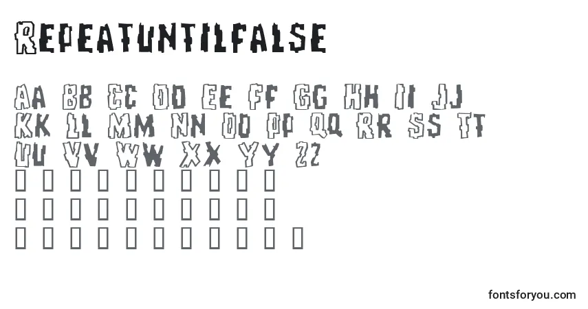 Шрифт Repeatuntilfalse – алфавит, цифры, специальные символы