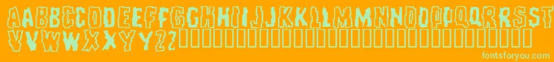 Repeatuntilfalse-Schriftart – Grüne Schriften auf orangefarbenem Hintergrund