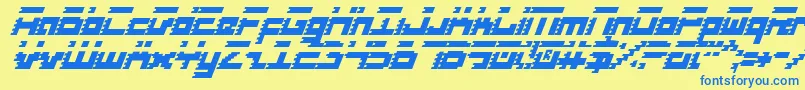 フォントRoidci – 青い文字が黄色の背景にあります。