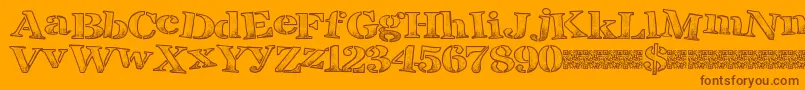 Breaktime-Schriftart – Braune Schriften auf orangefarbenem Hintergrund