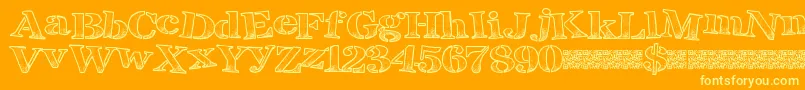 Breaktime-Schriftart – Gelbe Schriften auf orangefarbenem Hintergrund