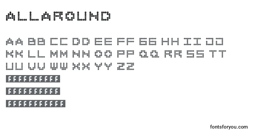 Schriftart AllAround – Alphabet, Zahlen, spezielle Symbole