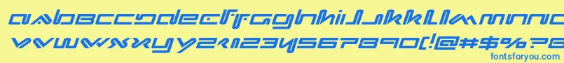 フォントXephyrexpandital – 青い文字が黄色の背景にあります。