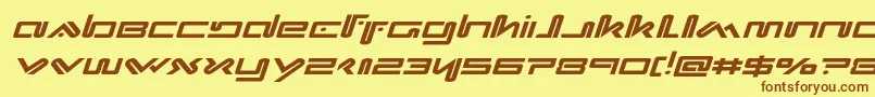 フォントXephyrexpandital – 茶色の文字が黄色の背景にあります。