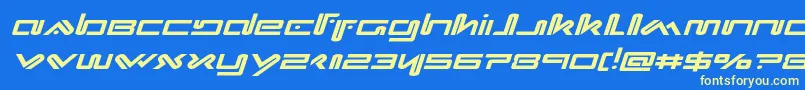 Xephyrexpandital-Schriftart – Gelbe Schriften auf blauem Hintergrund
