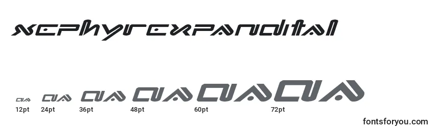 Размеры шрифта Xephyrexpandital