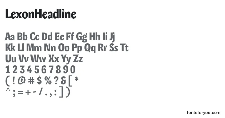 Czcionka LexonHeadline – alfabet, cyfry, specjalne znaki