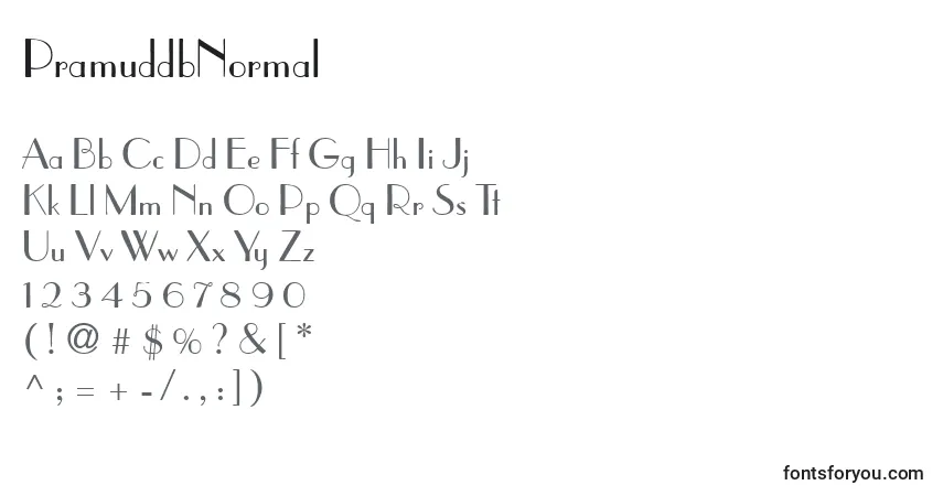 Czcionka PramuddbNormal – alfabet, cyfry, specjalne znaki
