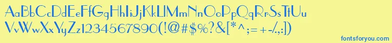 PramuddbNormal Font – Blue Fonts on Yellow Background