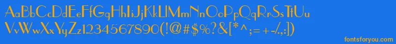 PramuddbNormal Font – Orange Fonts on Blue Background