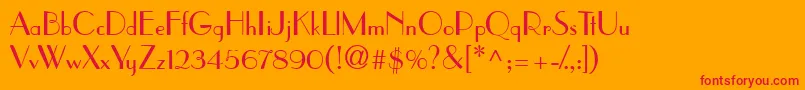 PramuddbNormal Font – Red Fonts on Orange Background