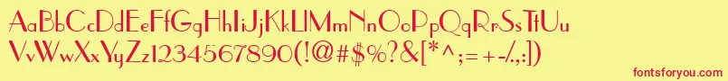 PramuddbNormal Font – Red Fonts on Yellow Background