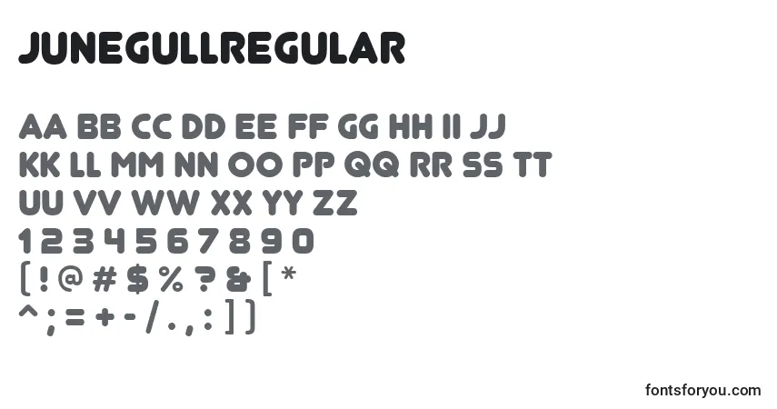 JunegullRegular-fontti – aakkoset, numerot, erikoismerkit