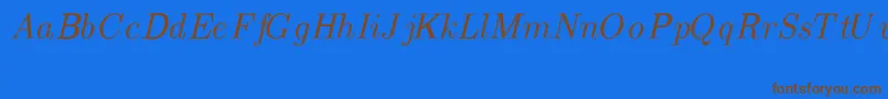 CmTextItalic-Schriftart – Braune Schriften auf blauem Hintergrund