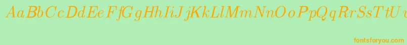 フォントCmTextItalic – オレンジの文字が緑の背景にあります。