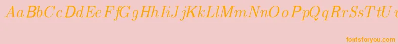 フォントCmTextItalic – オレンジの文字がピンクの背景にあります。