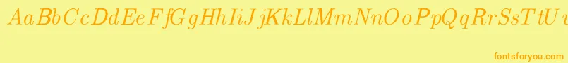 フォントCmTextItalic – オレンジの文字が黄色の背景にあります。
