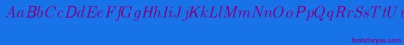 Fonte CmTextItalic – fontes roxas em um fundo azul