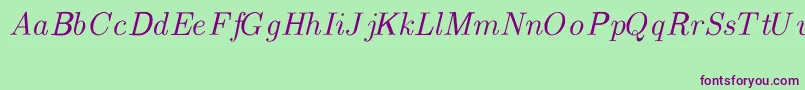 CmTextItalic-Schriftart – Violette Schriften auf grünem Hintergrund