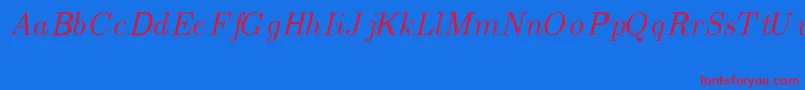 Czcionka CmTextItalic – czerwone czcionki na niebieskim tle