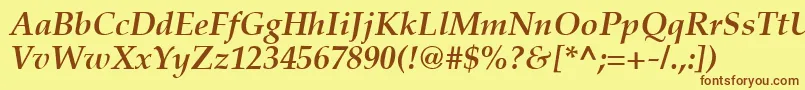 PaltonBolditalic-fontti – ruskeat fontit keltaisella taustalla