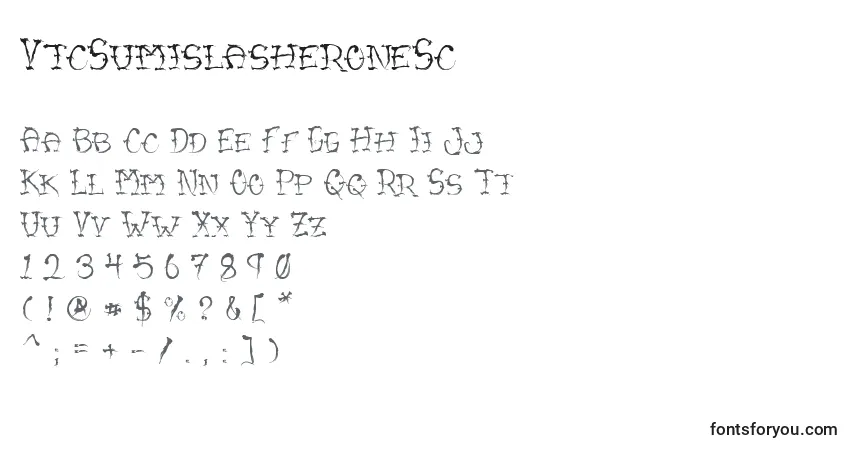 A fonte VtcSumislasheroneSc – alfabeto, números, caracteres especiais