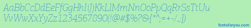 Fonte PfagoraslabproExtrathinitalic – fontes azuis em um fundo verde