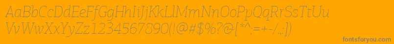 フォントPfagoraslabproExtrathinitalic – オレンジの背景に灰色の文字