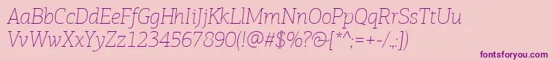 PfagoraslabproExtrathinitalic Font – Purple Fonts on Pink Background
