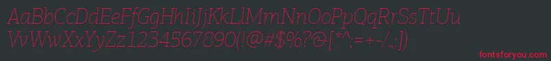 PfagoraslabproExtrathinitalic Font – Red Fonts on Black Background