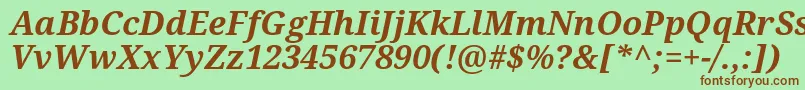 Fonte Notoserif Bolditalic – fontes marrons em um fundo verde